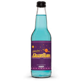 Jones Soda Co. front bottle view showing vibrant blue quantum color and collectible appeal