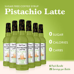 Jordan's Skinny Mixes pistachio syrup pouring close-up, shows pour control and smooth texture