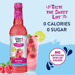 Jordan's Skinny Mixes raspberry syrup stirred into iced tea, delivering bright berry refreshment