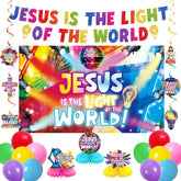 Jorvian large themed backdrop showing bright light design and faith message for vibrant visuals