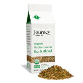 Journey Spice Co. front packaging showing organic Mediterranean herb blend benefits