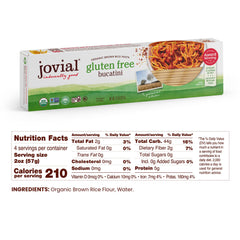 Jovial label detail with ingredients and organic certification benefits