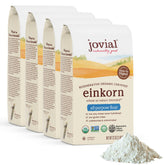 Jovial front packaging showing organic einkorn flour and pack benefits