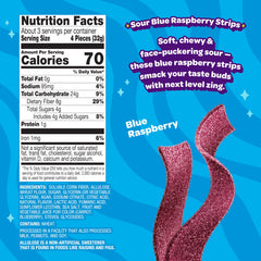 JOYRIDE opened pack with sour strips visible and ready to eat, showing portion size benefit