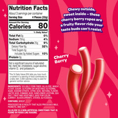 JOYRIDE cherry berry ropes close-up highlighting chewy texture and natural flavors