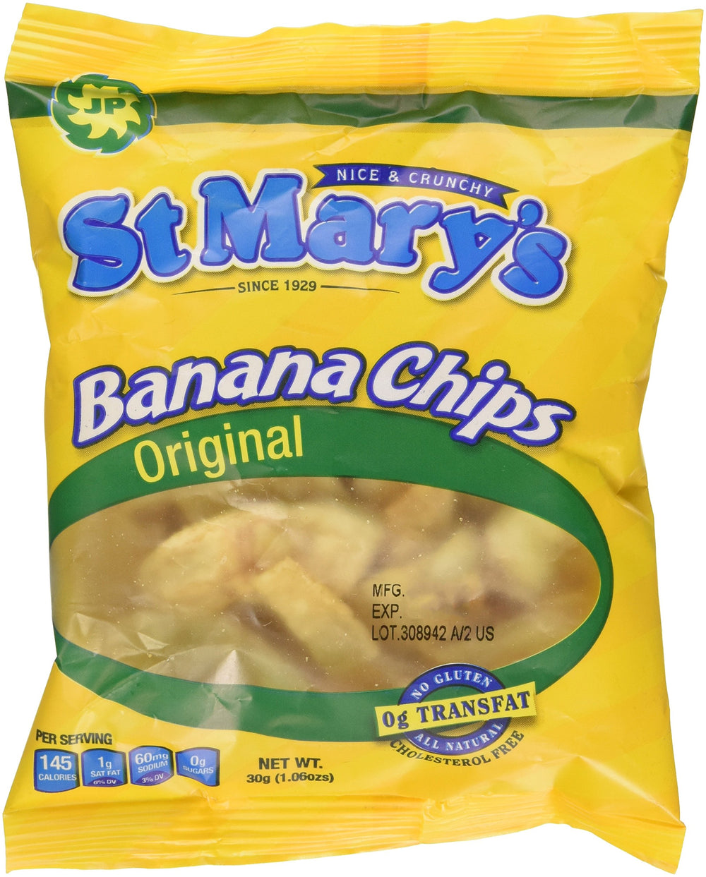 JP tropical Food St Mary's front packaging showing single 1.06 oz pouch, convenient for on-the-go