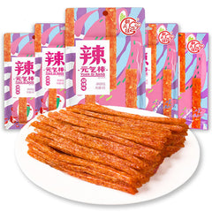JTEDZI front packaging showing five sealed spicy strips pouches, ideal for sharing