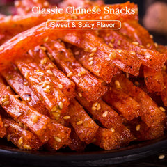 JTEDZI spicy strips on a snack board paired with nuts, great for gatherings