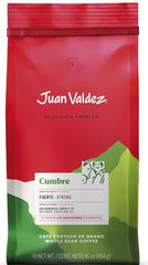 Juan Valdez Cumbre front packaging showing bag and weight benefit