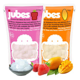 Jubes front packaging showing strawberry and mango jelly cubes benefits quick topping