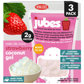 Jubes front packaging showing three-pack and strawberry coconut appeal