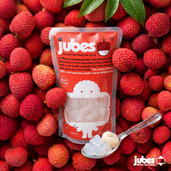 Jubes cubes added to fruit tea showing chewiness and drink enhancement benefit