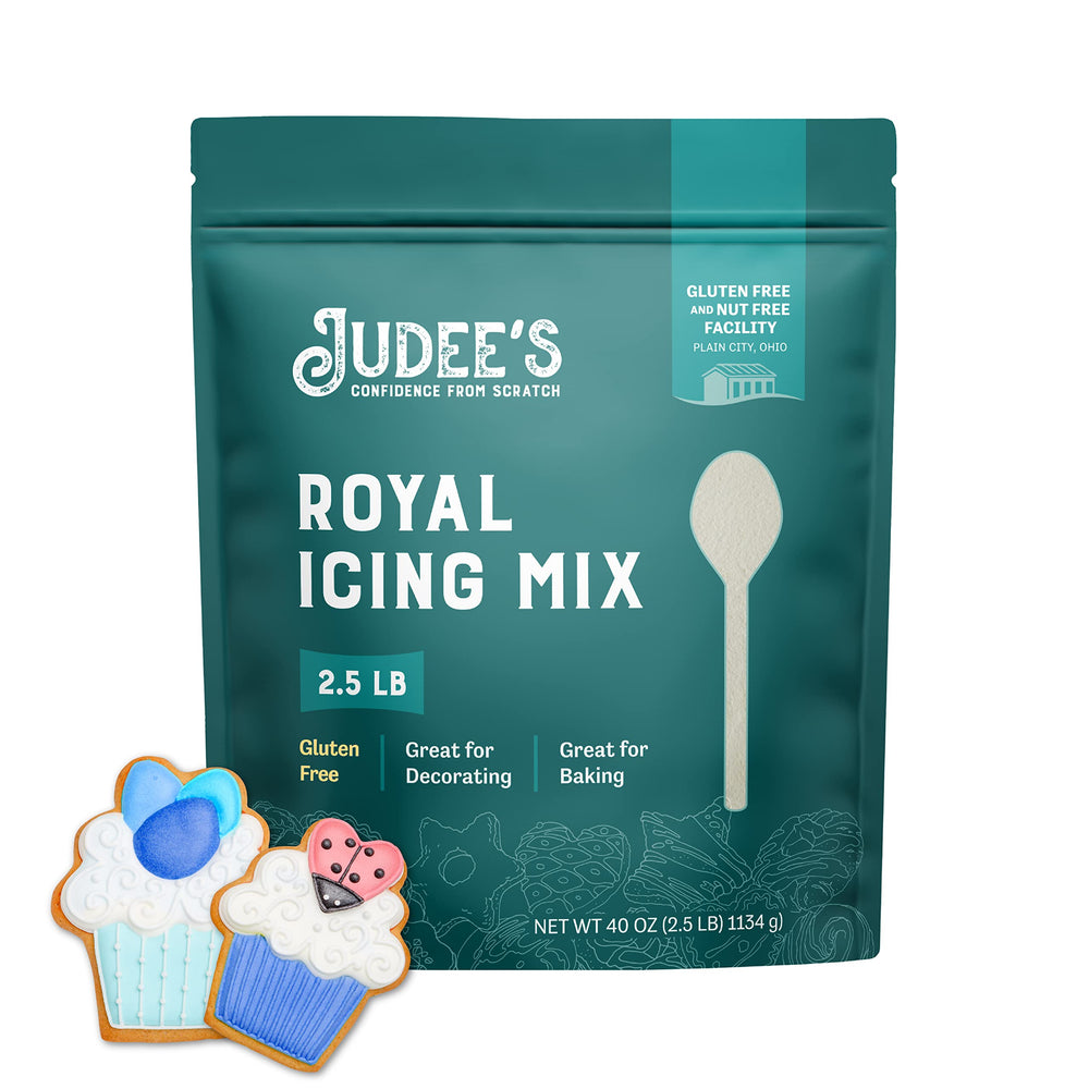 Judee's pouch front view showing product and gluten-free benefit