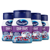 Juicy Mixes Ocean Spray front packaging showing four bottles and servings benefit