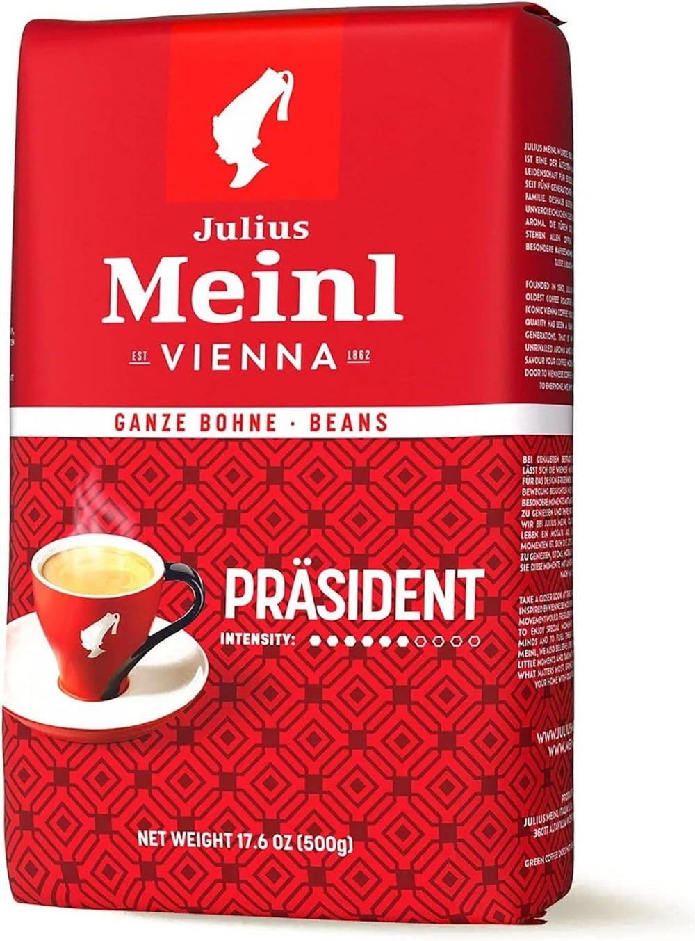 Julius Meinl front packaging showing 500g bag and brand, highlighting classic roast