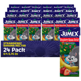 jumex front packaging showing 24-pack with bold strawberry banana branding and pantry convenience