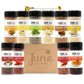 June Street Market front packaging showing boxed 10-piece spice set and gift-ready presentation