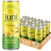 JUNI can front view showing lemonade iced tea flavor and crisp branding