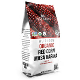 Just About front packaging showing organic label and red corn benefit