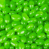 Just Candy front packaging showing green apple jelly beans and clear bag benefit: easy identification