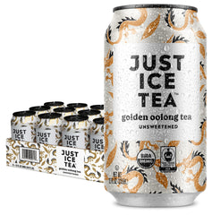 Just Ice Tea front packaging showcasing 12-pack convenience and organic label