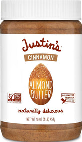 Justin's front jar showing label and 16 oz size for pantry convenience