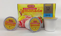 K-Cup HEB beside fresh strawberries and lemon, showing true-to-fruit flavor
