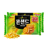 K FOOD KOREAN FOOD front packaging showing corn sandwich biscuits and convenience