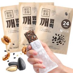 K FOOD KOREAN FOOD front packaging showing box of 24 bars and benefit of convenience