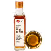 K FOOD KOREAN FOOD front packaging glass bottle showcasing premium perilla oil freshness