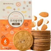 K FOOD Shinwhadang front packaging showing six-pack and almond flavor benefit fresh sealing