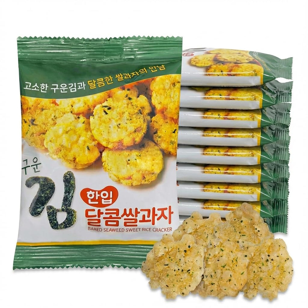 K-Herb front packaging showing crunchy seaweed rice bites for convenient snacking