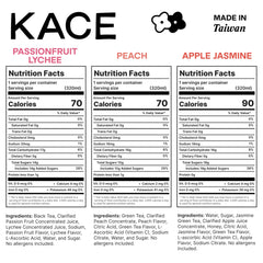 KACE black tea passion fruit lychee can close-up showing bold flavor