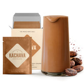 Ka'Chava front packaging showing five chocolate sachets and convenience benefit