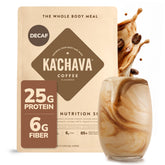 Ka'Chava tub front view showing coffee flavor and serving info for convenient nutrition