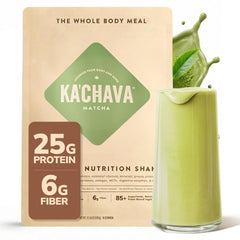 Ka'Chava matcha front tub showing packaging and brand benefits