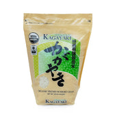 Kagayaki front packaging showing 4.4 lb bag and organic badge, promotes confidence