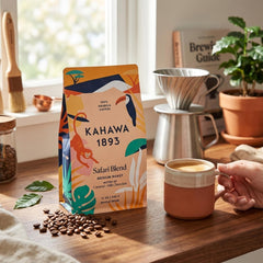 KAHAWA 1893 close-up of whole beans highlighting fresh roast aroma and quality