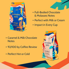 KAHAWA 1893 Safari blend beans in hand illustrating medium roast sweetness