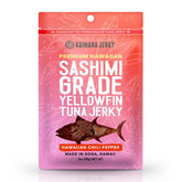 Kaimana jerky front packaging showing Hawaiian Chili Pepper flavor and resealable bag for convenience