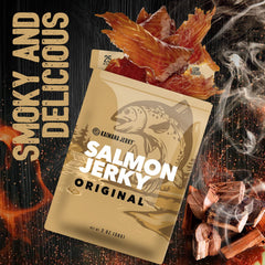 Kaimana Jerky single strip on wooden board highlighting natural color and handcrafted smoke taste