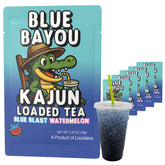 KaJun LOADED TEA front packaging showing vibrant Blue Bayou branding and flavor