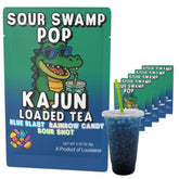 KaJun LOADED TEA front packaging showing bold Sour Swamp Pop branding and packets