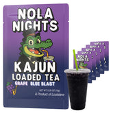 KaJun LOADED TEA front packaging showing bold grape-blue design and benefits