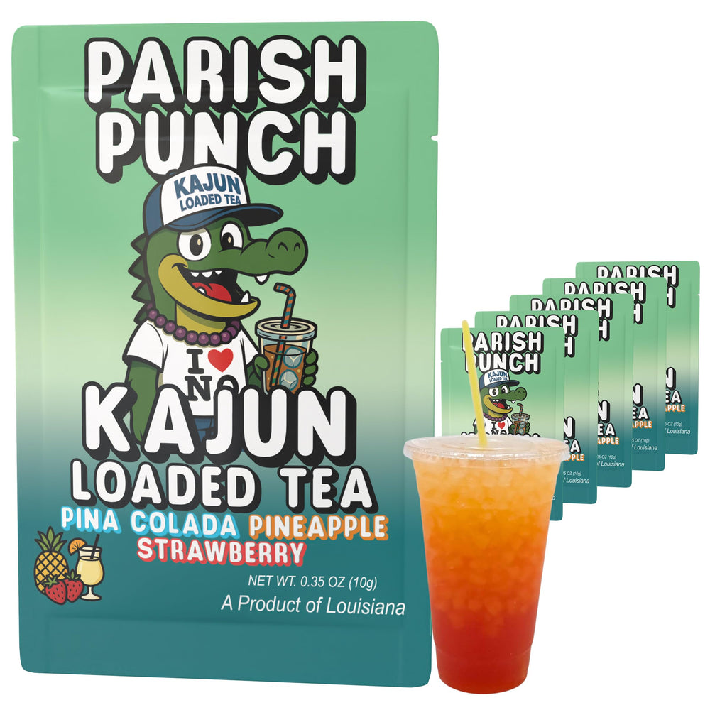 KaJun LOADED TEA front packaging showing Parish Punch flavor and benefit