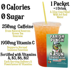 KaJun LOADED TEA single packet close-up highlighting travel convenience