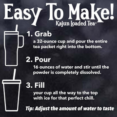 KaJun powder dissolving in 32oz cup with ice showing quick preparation benefit