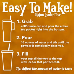 KaJun LOADED TEA prepared iced drink in 32oz cup demonstrating serving size