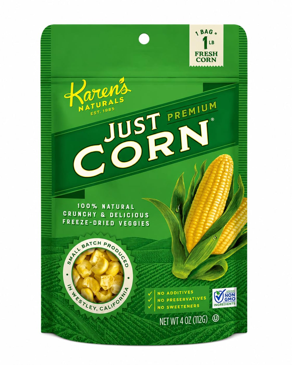 Karen's Naturals front packaging showing clean label and benefit of no additives