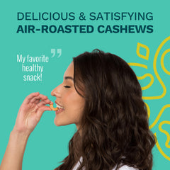 Karma close-up of air-roasted cashew texture highlighting crispness and flavor